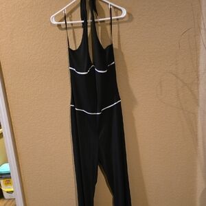 Elegant Black Jumpsuit with White Accents Size 16 Newport News